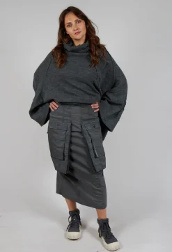 Skirt with Statement Pockets in Coal Cloud