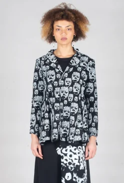 Skull Print Jacket in Black and White