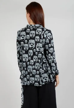 Skull Print Jacket in Black and White