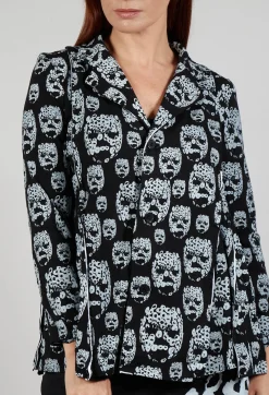 Skull Print Jacket in Black and White