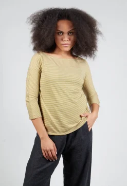 3/4 Sleeve Striped T-Shirt in Canapa Orca