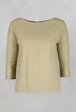 3/4 Sleeve Striped T-Shirt in Canapa Orca