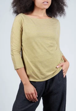 3/4 Sleeve Striped T-Shirt in Canapa Orca