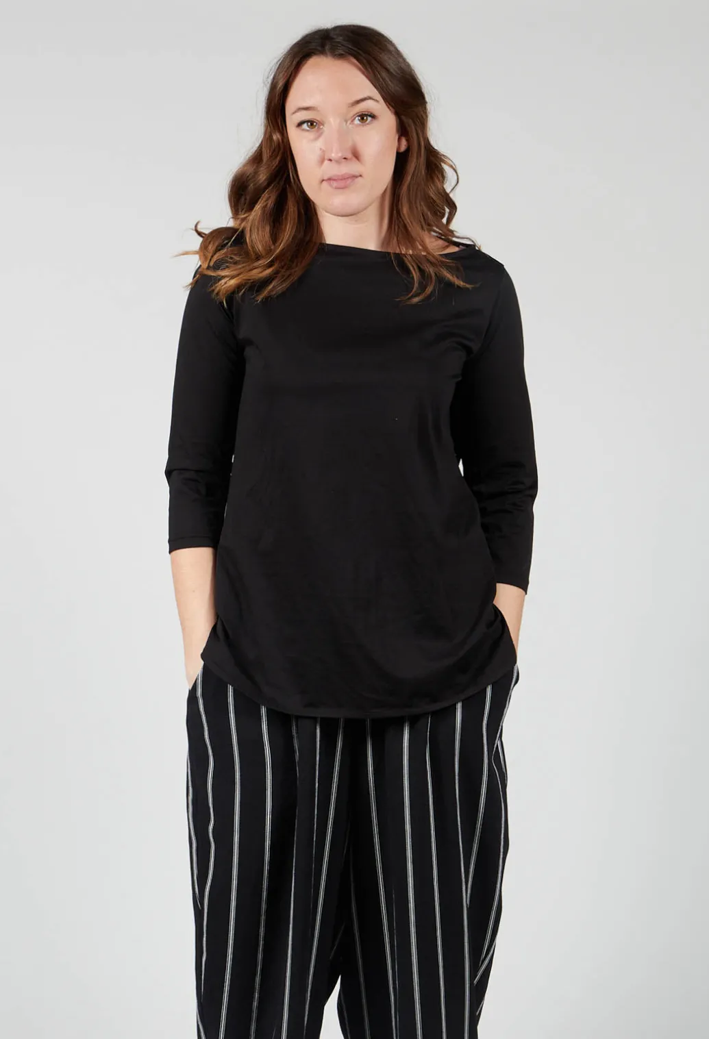 3/4 Sleeve T-Shirt in Black