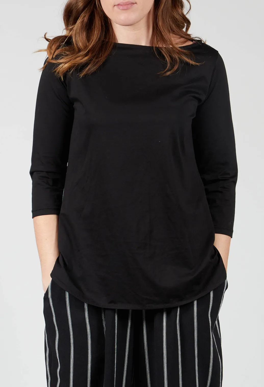 3/4 Sleeve T-Shirt in Black