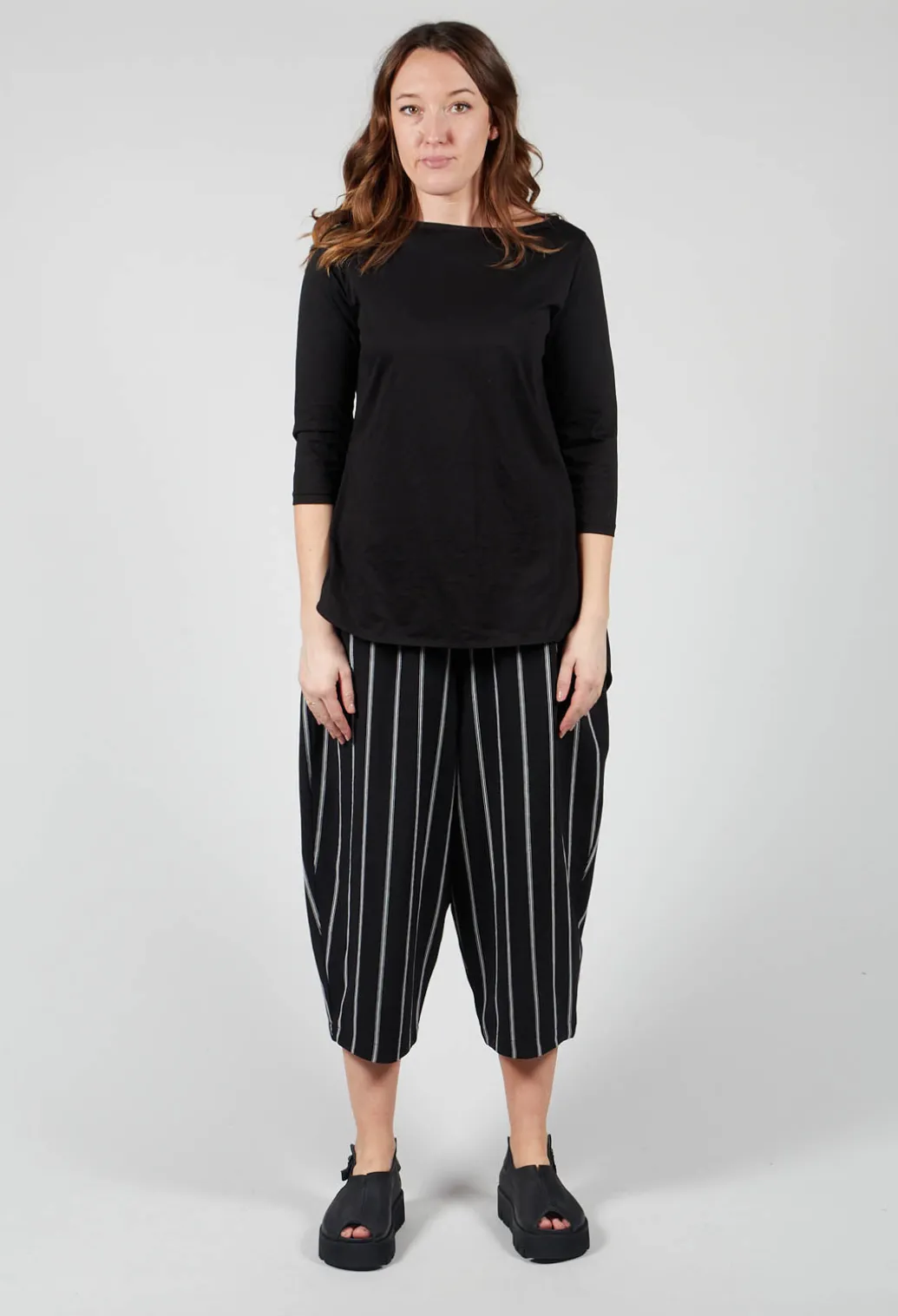 3/4 Sleeve T-Shirt in Black