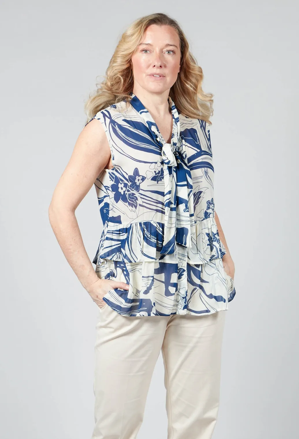 Sleeveless Blouse in Light Blue
