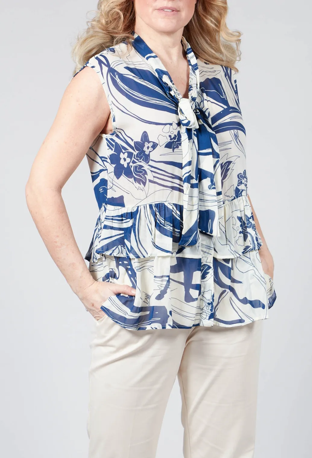 Sleeveless Blouse in Light Blue