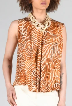 Sleeveless Blouse in Shell Print