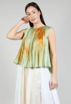 Sleeveless Blouse in Tie Dye Print