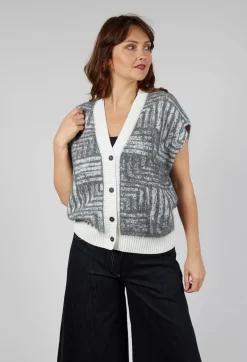 Sleeveless Cardigan in Steel Grey