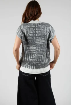 Sleeveless Cardigan in Steel Grey