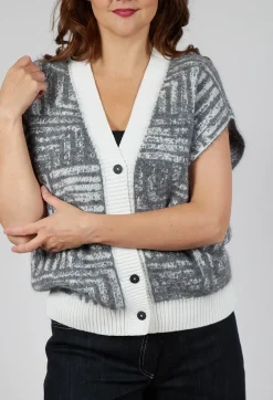 Sleeveless Cardigan in Steel Grey