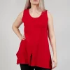 Sleeveless Centre Split Top in Red