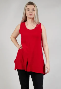 Sleeveless Centre Split Top in Red