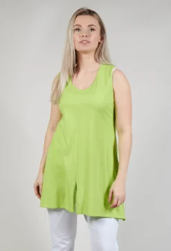 Sleeveless Centre Split Top in Neon Green