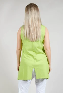 Sleeveless Centre Split Top in Neon Green