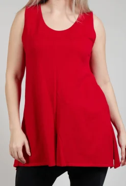 Sleeveless Centre Split Top in Red