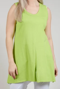 Sleeveless Centre Split Top in Neon Green