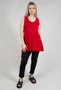 Sleeveless Centre Split Top in Red