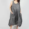 Sleeveless Dress with Balloon Hem in Black Cloud