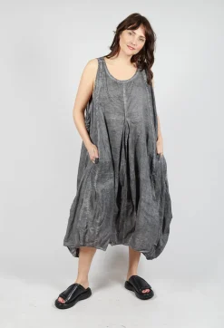 Sleeveless Dress with Balloon Hem in Black Cloud