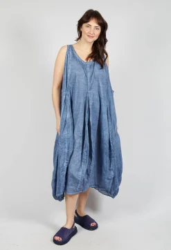 Sleeveless Dress with Balloon Hem in Navy Cloud