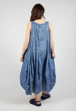 Sleeveless Dress with Balloon Hem in Navy Cloud
