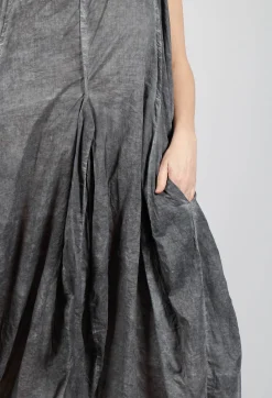 Sleeveless Dress with Balloon Hem in Black Cloud