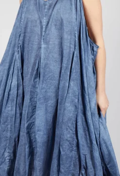 Sleeveless Dress with Balloon Hem in Navy Cloud