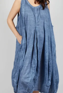 Sleeveless Dress with Balloon Hem in Navy Cloud