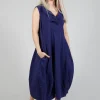 Sleeveless Dress with Feature Neckline in Azur