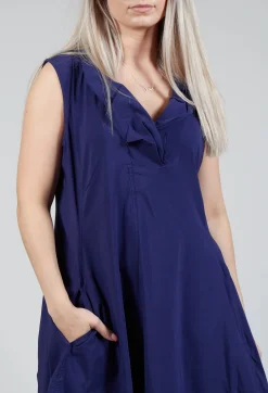 Sleeveless Dress with Feature Neckline in Azur