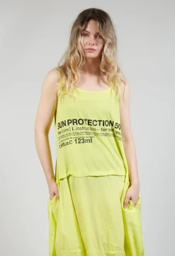 Sleeveless Dress with Lettering Motif in Sun Print