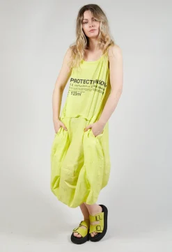 Sleeveless Dress with Lettering Motif in Sun Print