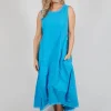 Sleeveless Dress with Mesh Edging in Malibu