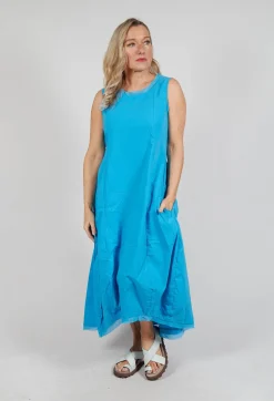 Sleeveless Dress with Mesh Edging in Malibu