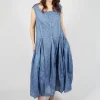 Sleeveless Dress with Tulip Hem in Navy Cloud