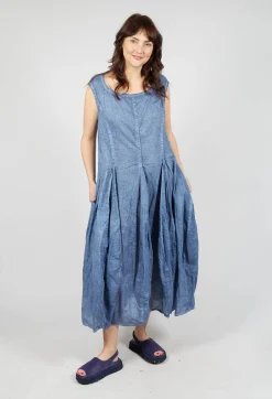 Sleeveless Dress with Tulip Hem in Navy Cloud