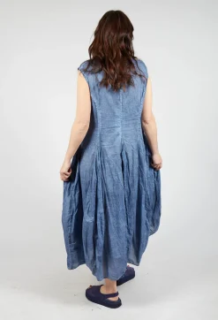 Sleeveless Dress with Tulip Hem in Navy Cloud