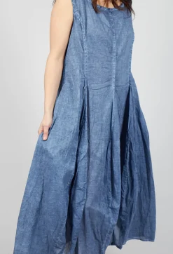 Sleeveless Dress with Tulip Hem in Navy Cloud