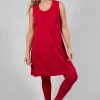 Sleeveless Jersey Dress in Chili