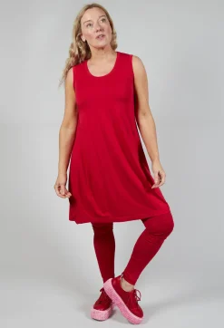 Sleeveless Jersey Dress in Chili