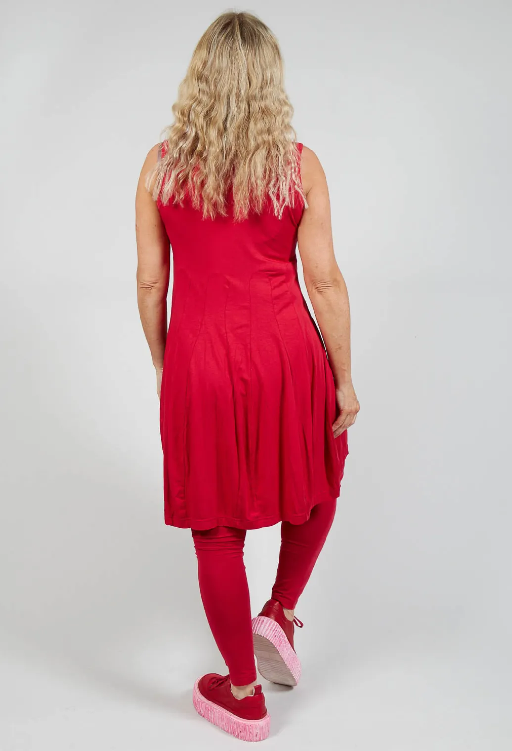 Sleeveless Jersey Dress in Chili