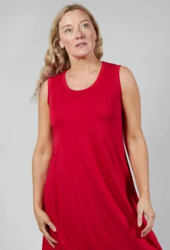 Sleeveless Jersey Dress in Chili