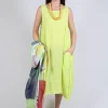 Sleeveless Jersey Dress with Tulip Hem in Sun