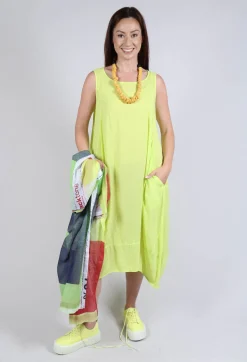 Sleeveless Jersey Dress with Tulip Hem in Sun