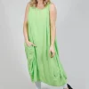 Sleeveless Jersey Dress with Tulip Hem in Lime