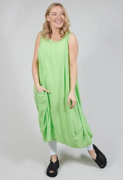 Sleeveless Jersey Dress with Tulip Hem in Lime