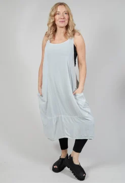 Sleeveless Jersey Dress with Asymmetric Hem in Grey